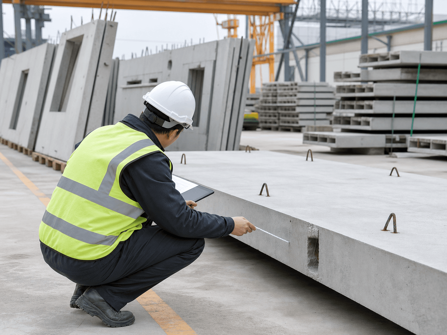 Precast concrete inspection in a China factory yard